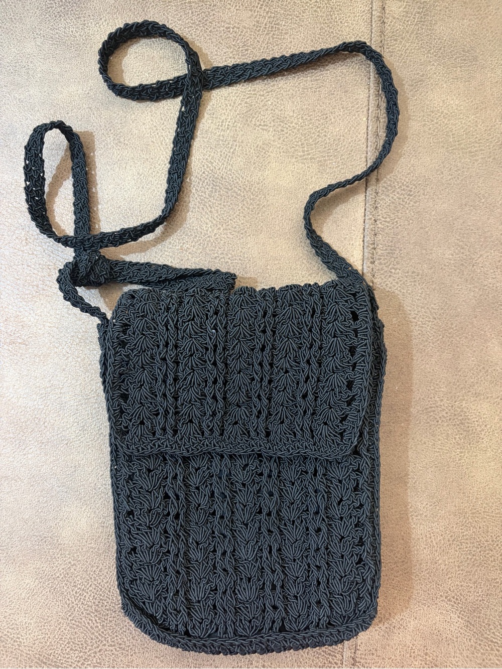 Black Crochet Crossbody Bag - Unbranded